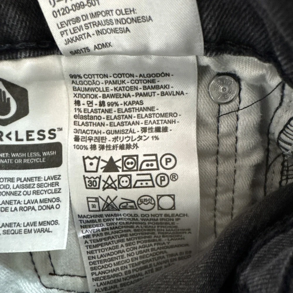 Levis 512 Jeans Mens Sz 32x32 (30x29) Black Slim Distressed Grunge Stretch Denim